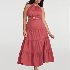 #4 IMENE TIERED CUT-OUT DRESS - GABRIELLE UNION X FTF, plus size coral pink